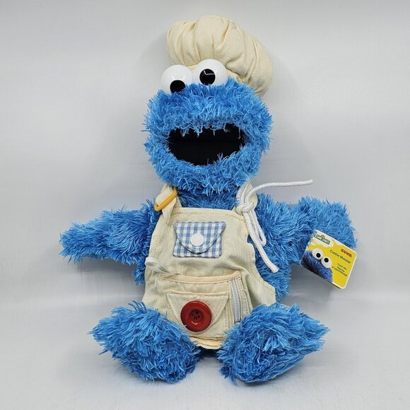 Sesame Street Gund Teach Me Cookie Monster Chef Plush Stuffed Toy Blue 17 in - Picture 1 of 12